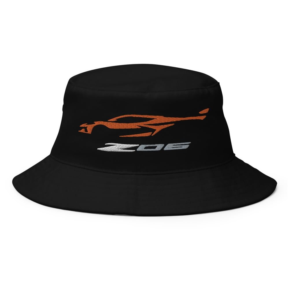 2024 2025 Sports Car Z06 C8 Amplify Orange Silhouette 8th Gen Corvette Owners Custom Embroidered Bucket Hat