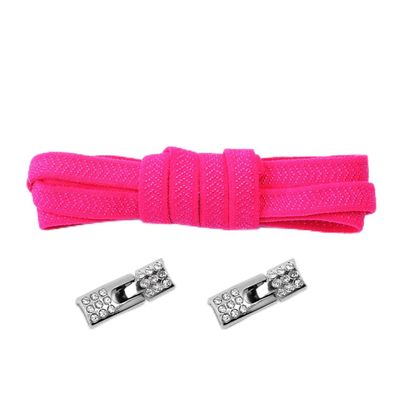 Elastic Laces Sneakers Diamond Cross Locks Tieless Shoelaces Without Ties Kids Adult No Tie Shoe Laces Rubber Bands Shoelace (Rose red)