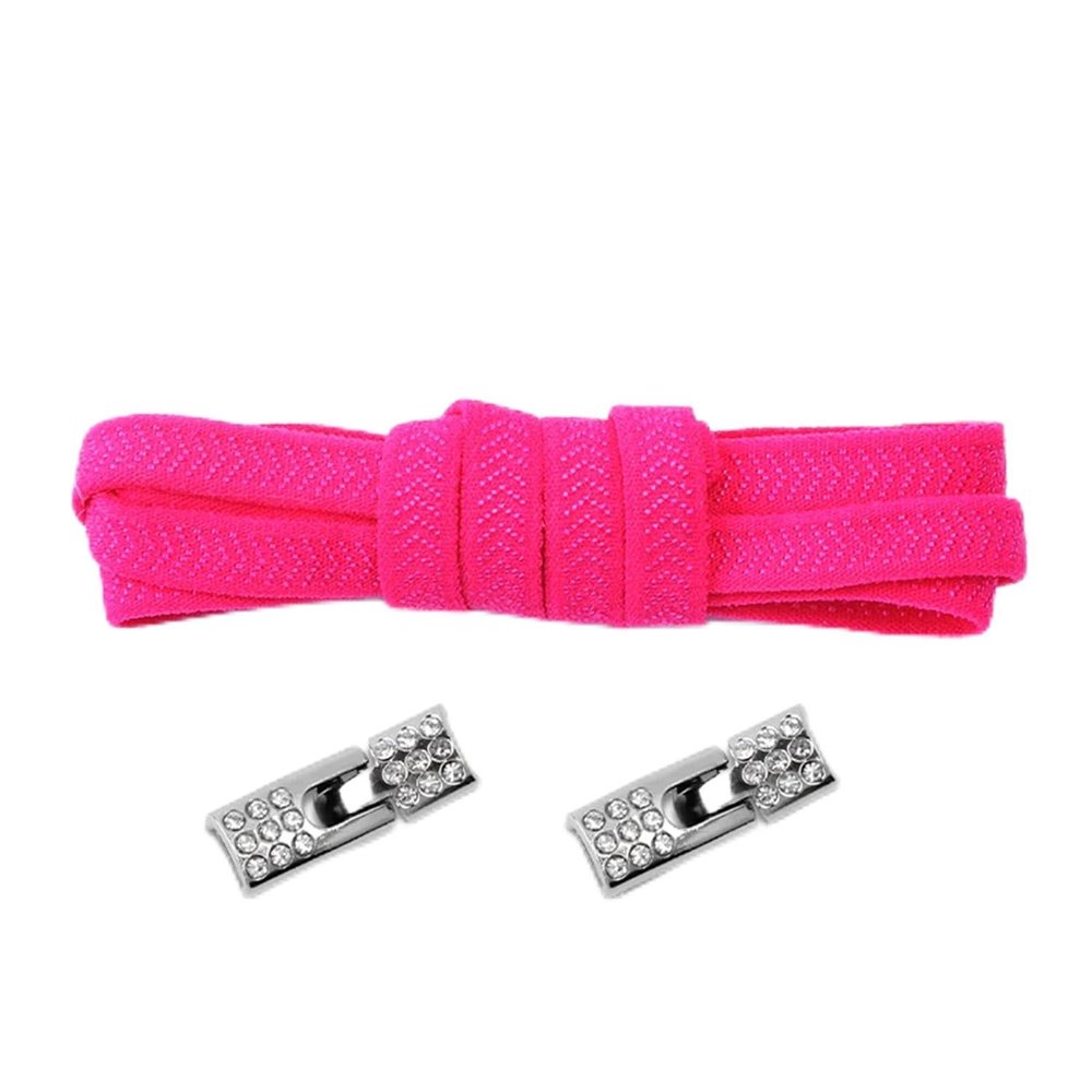 Elastic Laces Sneakers Diamond Cross Locks Tieless Shoelaces Without Ties Kids Adult No Tie Shoe Laces Rubber Bands Shoelace (Rose red)
