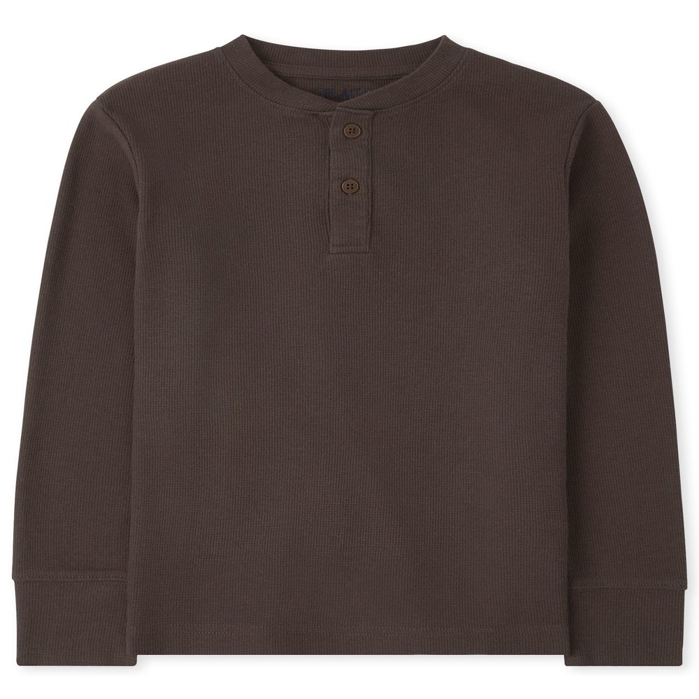 The Children's Place,Boys,Long Sleeve Thermal Henley Shirt,Brown Bear,X-Small