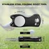 Middletown Outdoors Golf Divot Tool with Magnetic Ball Marker, Multifunctional Divot Tool, Foldable Fork,Fix Divots, Clean Clubs and Cleats, U Shape Bottom can Hold Club, Black view 2