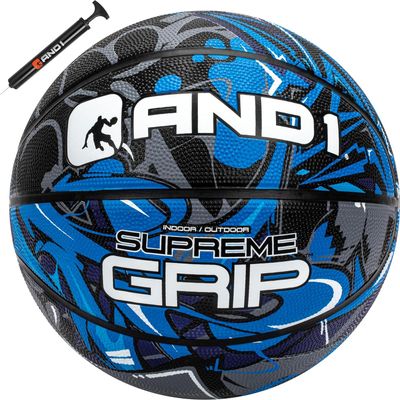 AND1 Supreme Grip Rubber Basketball: Official Regulation Size 7 (29.5 inches) - Deep Channel Construction Streetball, Made for Indoor Outdoor Basketball Games