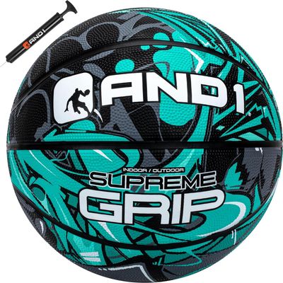 AND1 Supreme Grip Rubber Basketball: Official Regulation Size 7 (29.5 inches) - Deep Channel Construction Streetball, Made for Indoor Outdoor Basketball Games