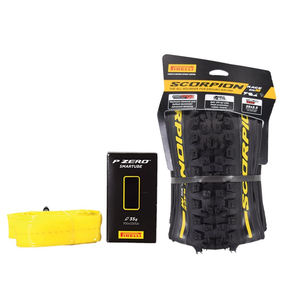 Pirelli Scorpion Race Enduro M Mountain Bicycle Tire (29" x 2.5) for Off-Road Adventures, Tubeless Ready, SmartEVO DH, DualWall, Black, 60 TPI (1 Tire and 1 SmarTube)