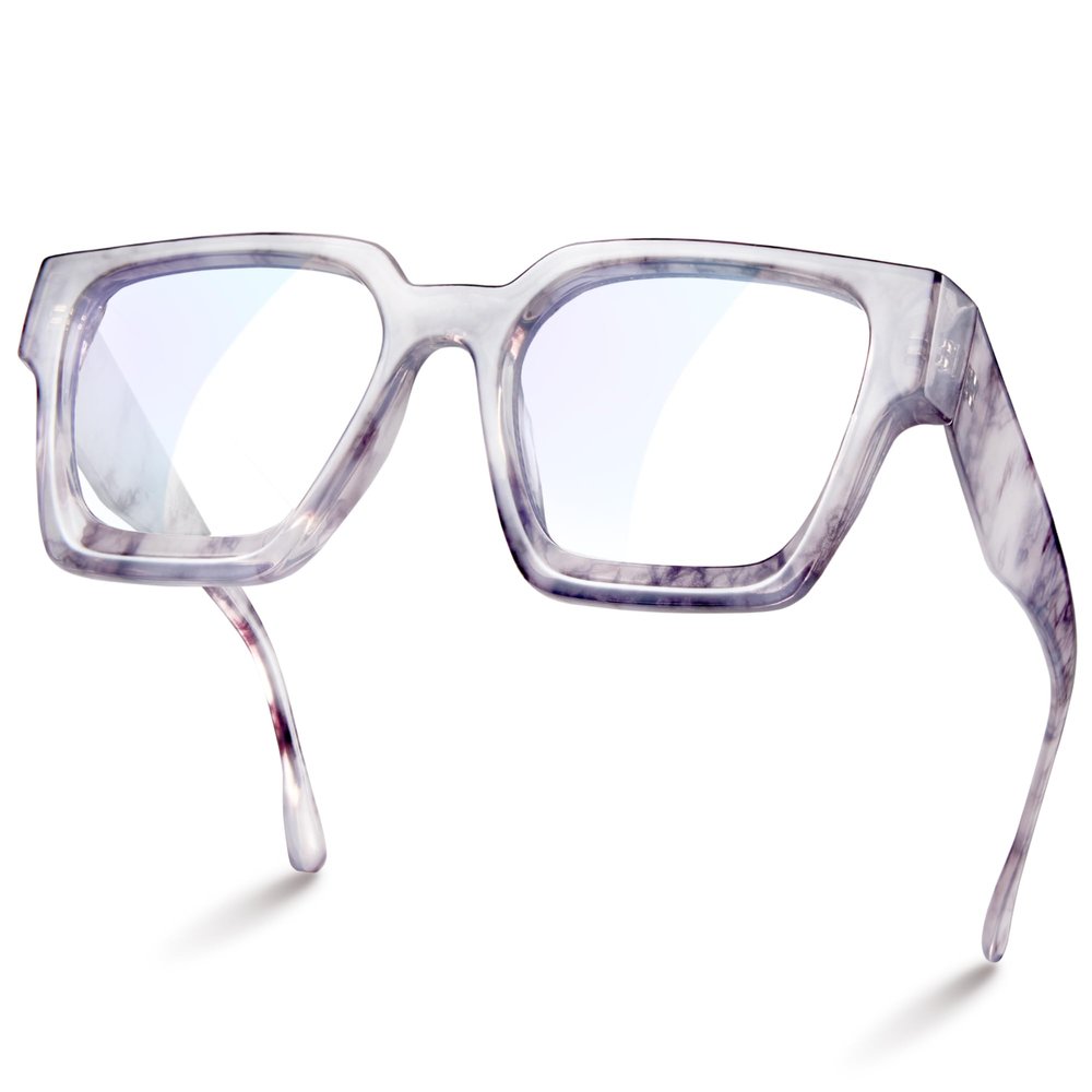 livho Oversized Blue Light Blocking Glasses for Women - Grey Marble