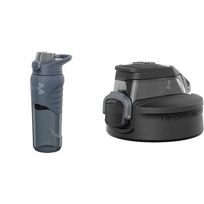 Under Armour 24oz Clarity Downpour Bottle and Replacement Black Lid Bundle