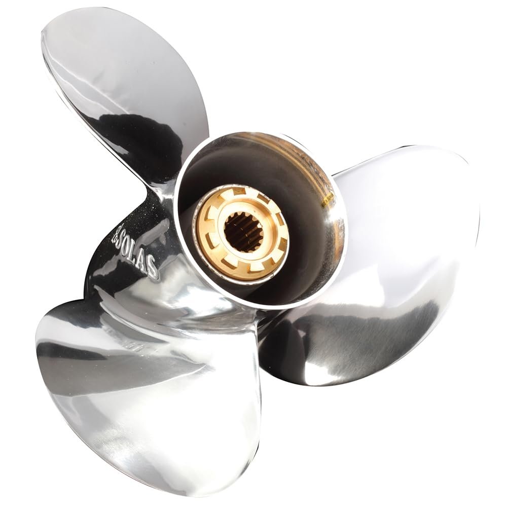 Rareelectrical New Stainless Steel Propeller Compatible with Yamaha 2 Stroke C60 / E60 15 Spline 60 1992-2005 688-45932-60-00 688-45932-60-98 Mar-Pntn3-V4-13 Diameter 13.75" X 13" Pitch X 15-Spline 3