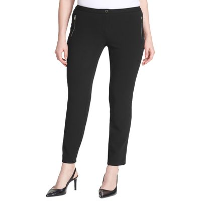 Calvin Klein Women's Slim Fit Highline Suit Pant, True Black, 2