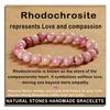 AD Beads Handmade Gemstone Stretch Elastic Bracelet Crystal Healing Reiki Nature's Beauty and Spiritual Essence Unisex (8mm, Rhodochrosite) view 1