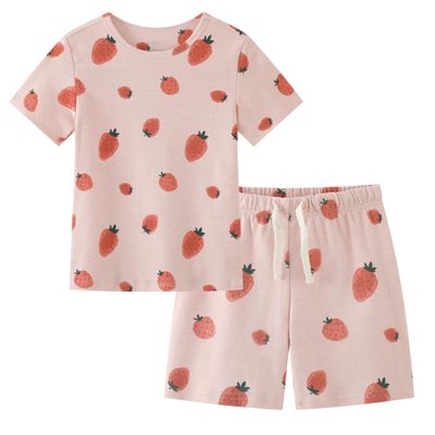 Owlivia Kids Pjs Set, Boys Girls Summer Short-Sleeve Sleepwear, 100% organic cotton Toddler Pajamas(4-5T, Pink Strawberry)