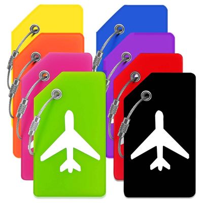 8Pack Luggage Tags for Suitcases with Name Id Card, Silicone Backpacks Handbags Tag with Stainless Steel Rings, Multicolored
