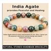 AD Beads Handmade Gemstone Stretch Elastic Bracelet Crystal Healing Reiki Nature's Beauty and Spiritual Essence Unisex (8mm, Indian Agate) view 1