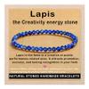 AD Beads Handmade Gemstone Stretch Elastic Bracelet Crystal Healing Reiki Nature's Beauty and Spiritual Essence Unisex (4mm, Lapis Lazuli) view 1