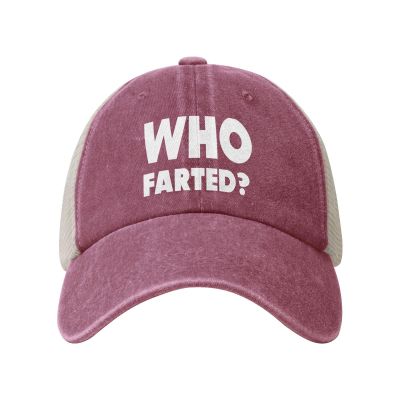 LAZHUNA Who Farted Hat Washed Cotton Mesh Cap Trucker Hats Baseball Caps Summer Dad Hat Red