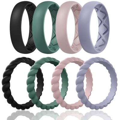 Egnaro Women's Stackable Silicone Rings, 2.5/5.5mm Wide 1.8/2mm Thick Bands