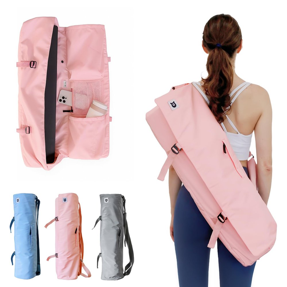 Tumaz Yoga Mat Bag | Padded Adjustable Shoulder Strap | Fits Up to 26" Mats | Multi-Pocket Storage for Essentials | Heavy-Duty G-Hook Closure | Lightweight & Durable for Yoga, Pilates & Fitness