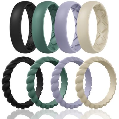 Egnaro Women's Stackable Silicone Rings, 2.5/5.5mm Wide 1.8/2mm Thick Bands