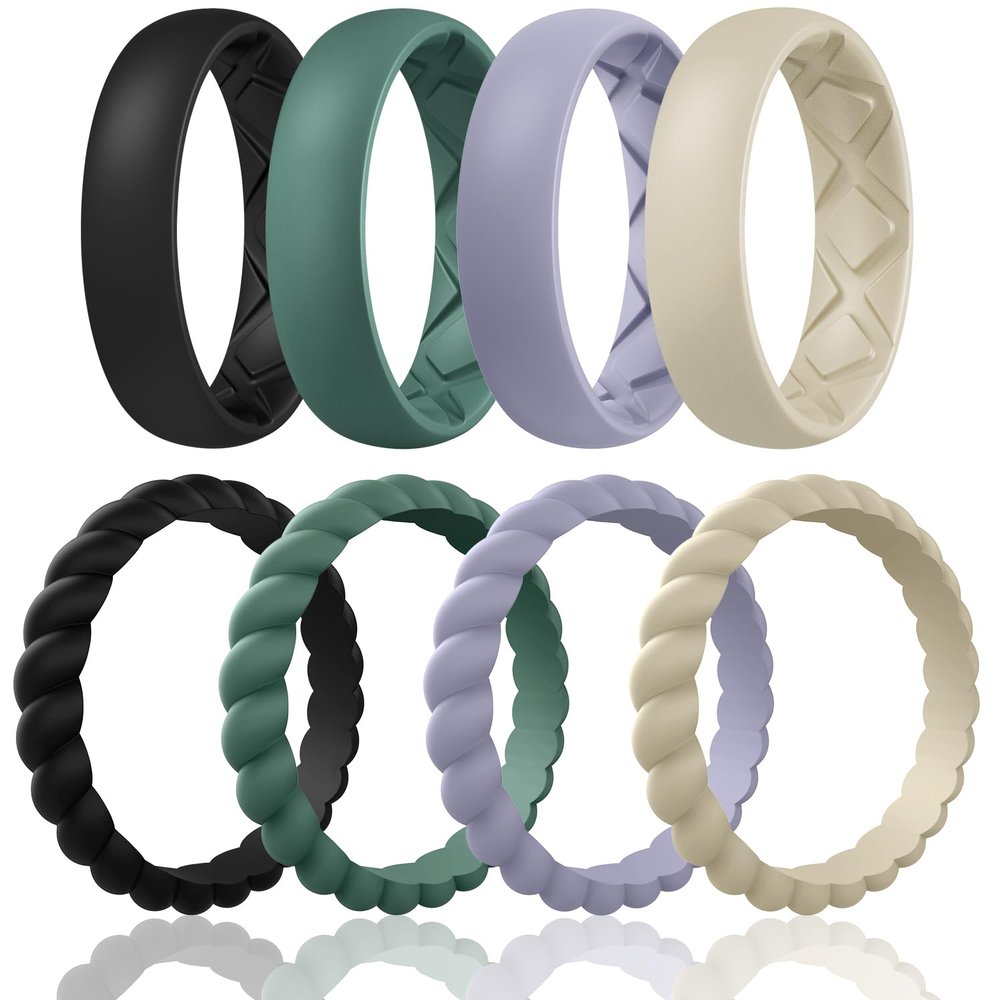 Egnaro Women's Stackable Silicone Rings, 2.5/5.5mm Wide 1.8/2mm Thick Bands