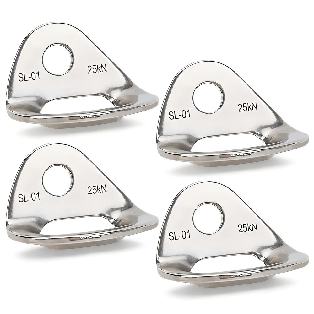 HERCHR 25KN Climbing Hanger, 4 Pcs Heavy Duty Stainless Steel Anchor Bolt Hanger Climbing Accessories for Rappelling Rescue Hammock Installation Trailer Tie Downs Home Gyms Exploration