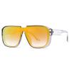 RUOVEXIE Retro Square One Piece Sunglasses Men Mirror Shades UV400 Flat Top Men Fashion Sun Glasses,Grey orange mirror,One size view 1