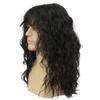 Amnenl Mens Black Long Curly Wig with Bangs Synthetic 70s 80s Rocker Punk Wig Halloween Cosplay Hair Wig for Male Guys view 3