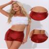 Allegra K Sequin Shorts for Women High Waist Party Night Out Concert Outfit Sparkly Mini Shorts Medium Red view 2