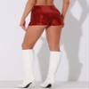 Allegra K Sequin Shorts for Women High Waist Party Night Out Concert Outfit Sparkly Mini Shorts Medium Red view 3