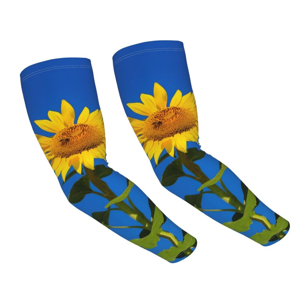 HDAODNM Sunflower Shooter Sleeves for Women Men Flower Sun Sleeves Cooling Arm Sleeves Cute Arm Cover Sleeves