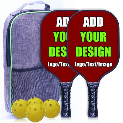 Custom Pickleballs Paddles Set - Rackets with Your Own Photo/Logo/Text Perfect Racquet for Gym, Beach, Sports Clubs, Maroon
