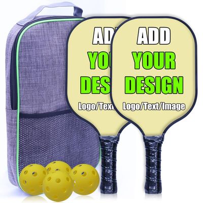 Custom Pickleballs Paddles Set, Personalized Pickleball Racquet with Your Photo Name Logo, Set Include 2 Pickleballs Paddles 4 Balls and 1 Portable Carry Bag, PaleGoldenrod