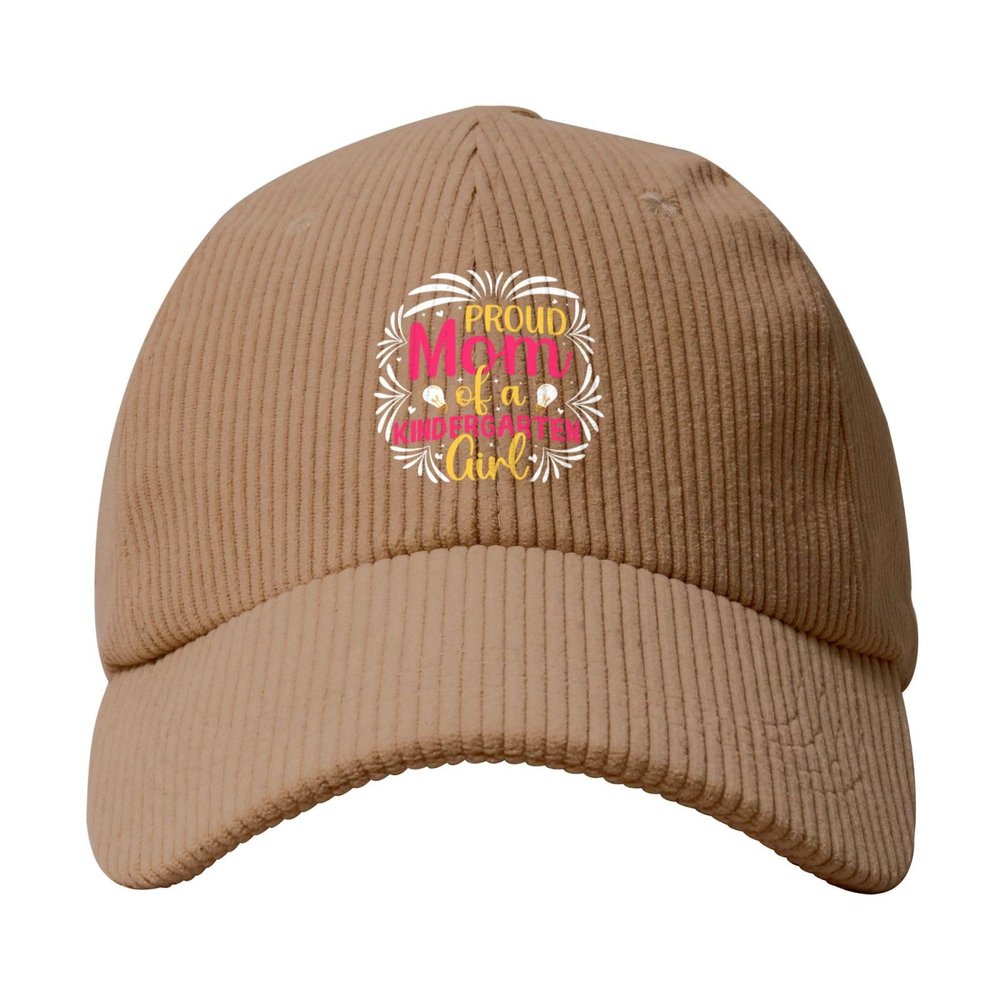 BIRYHG Proud Mom of A Kindergarten Girl Corduroy Baseball Caps for Women Men Adjustable Dad Hat Khaki