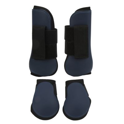 Comprehensive Protective Horse Tendon Boot Set Shock Absorbing, Navy Blue, Includes Front & Hind Leg Guards Size M Optimal Solution for Equestrian Athletes in Showjumping (A set of navy blue 2400ml)