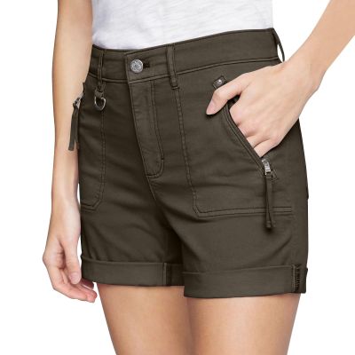 midelxp Stretchy Jean Shorts for Women 2024 Y2k High Waisted Rolled Hem Denim Shorts Summer Casual Cargo Shorts with Zipper Pockets Cute Preppy Hiking Shorts Comfy Juniors Shorts Tummy Control Shorts
