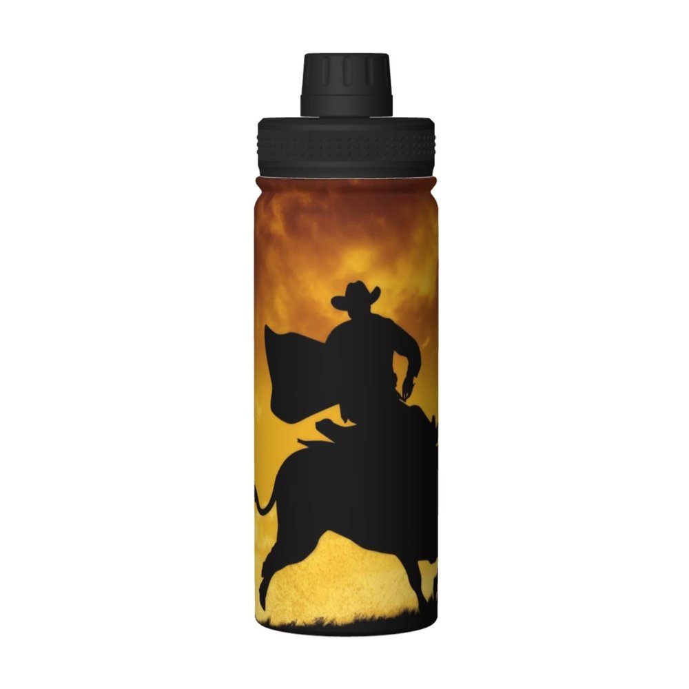 ZLYYXY Cool Bull Riding Water Bottle 18oz Sports Insulated Kettle Drinking Cup Stainless Steel Kettle For Gym Running Hiking Outdoor