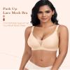 Wireless Bras for Women Lace V Neck No Underwire Push Up Bra Seamless Braslettes Supportive Full Coverage Plus Size Everyday Bras (Nude,X-Large) view 2