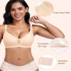 Wireless Bras for Women Lace V Neck No Underwire Push Up Bra Seamless Braslettes Supportive Full Coverage Plus Size Everyday Bras (Nude,X-Large) view 3