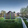 12FT Trampoline with Slide and Swings, Large Recreational Trampoline with Basketball Hoop and Ladder, Outdoor Backyard Trampoline with Net, Capacity for Children and Adults, Green view 3