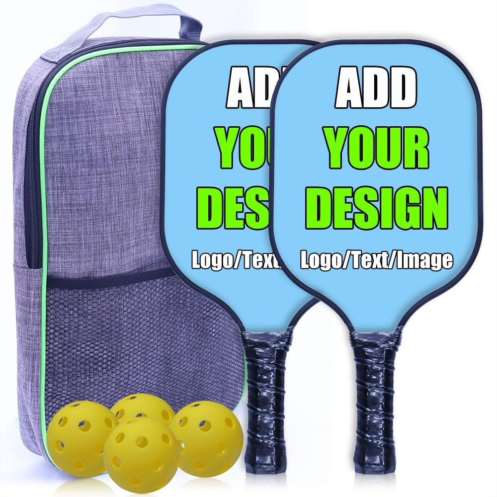 Custom Pickle Ball Paddles Set, Personalized Rackets with Your Own Photo Logo Name, Perfect First Paddles Gifts for Beginners, LightSkyBlue