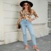 BMJL Womens Long Sleeve Mesh Tops Sexy Sheer Blouse Crewneck Loose Fit Tee Shirts Fashion Date Night Top Brown view 4