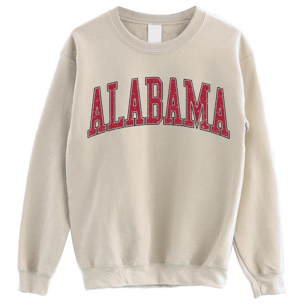 Alabama Crewneck Sweatshirt - Bama Sweatshirt, Vintage Alabama State Sweater S Sand
