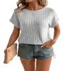ELDINA Women's 2024 Casual Round Neck Short Sleeve Tee Batwing Sleeve T-Shirt Grey, Medium view 1