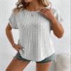 ELDINA Women's 2024 Casual Round Neck Short Sleeve Tee Batwing Sleeve T-Shirt Grey, Medium view 4