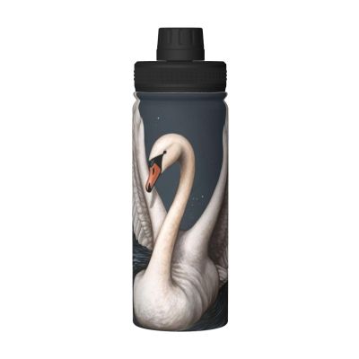 ZLYYXY White Swan Water Bottle 18oz Sports Insulated Kettle Drinking Cup Stainless Steel Kettle For Gym Running Hiking Outdoor