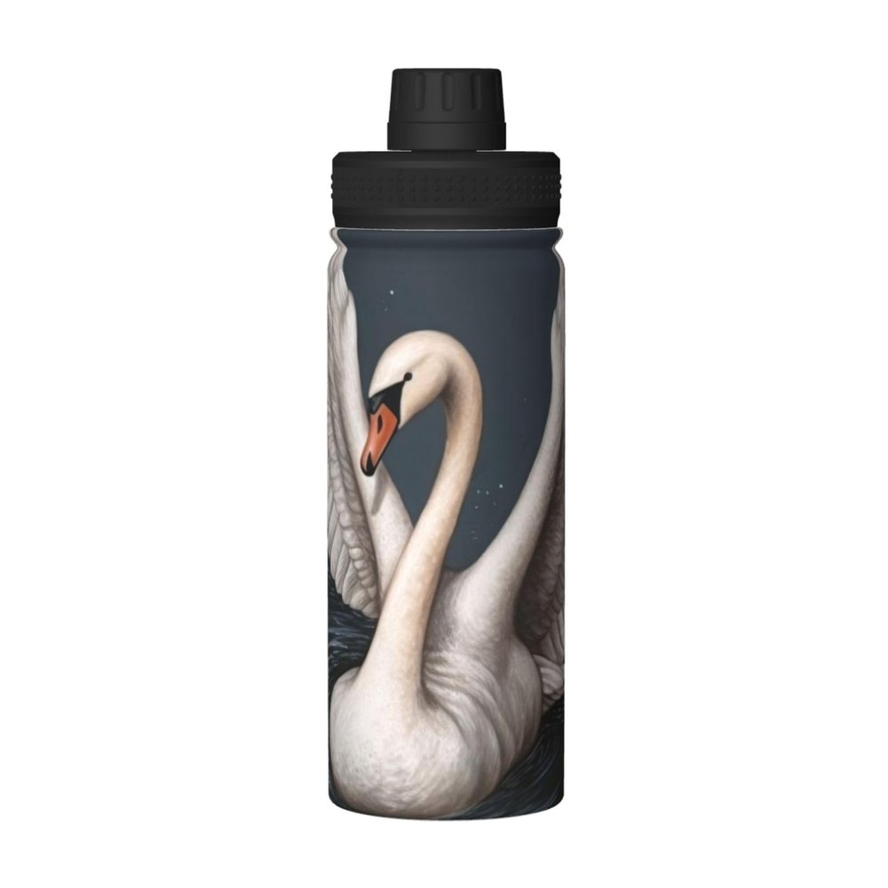 ZLYYXY White Swan Water Bottle 18oz Sports Insulated Kettle Drinking Cup Stainless Steel Kettle For Gym Running Hiking Outdoor