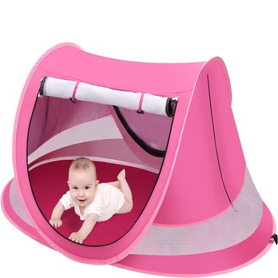 Baby Beach Tent, Pop Up Toddler Travel Tent for Boys or Girls, Sun Shade for Toddler Camping, Infant Portable Sun Shade, Summer Beach Baby (Pink Baby Tent)