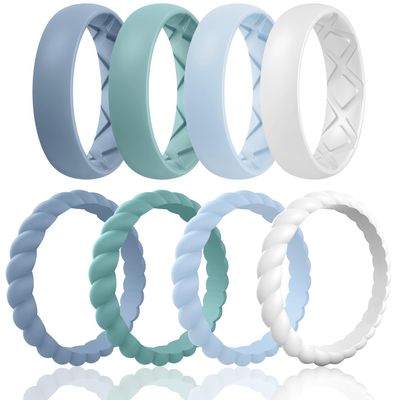Egnaro Women's Stackable Silicone Rings, 2.5/5.5mm Wide 1.8/2mm Thick Bands