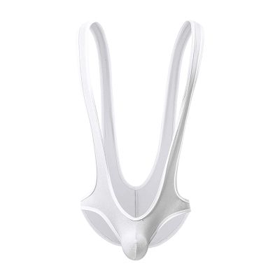 Men's Shapewear Leotard Sexy and Fun Jumpsuit Brief Underpants Jockstraps Wrestling Singlet Bodysuit Triangle Briefs White
