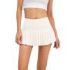 Raroauf Womens Pleated Tennis Skirts with Shorts High Waisted Mini Skirt Golf Skort Athletic Skirts Workout Pickball Light Yellow Large view 1