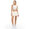 Raroauf Womens Pleated Tennis Skirts with Shorts High Waisted Mini Skirt Golf Skort Athletic Skirts Workout Pickball Light Yellow Large view 2