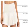 Raroauf Womens Pleated Tennis Skirts with Shorts High Waisted Mini Skirt Golf Skort Athletic Skirts Workout Pickball Light Yellow Large view 4